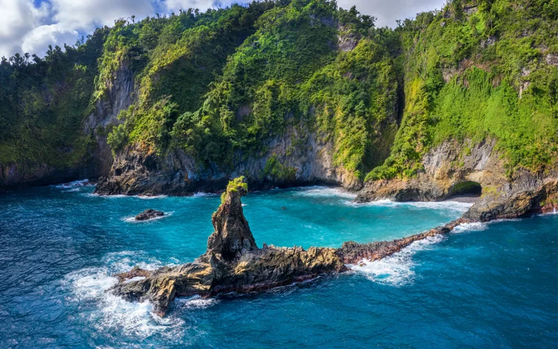A bird’s eye view of Dominica’s shore.