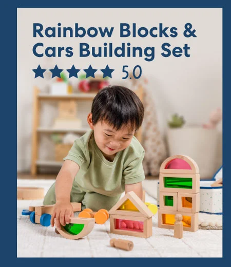 Rainbow Blocks & Cars Building Set