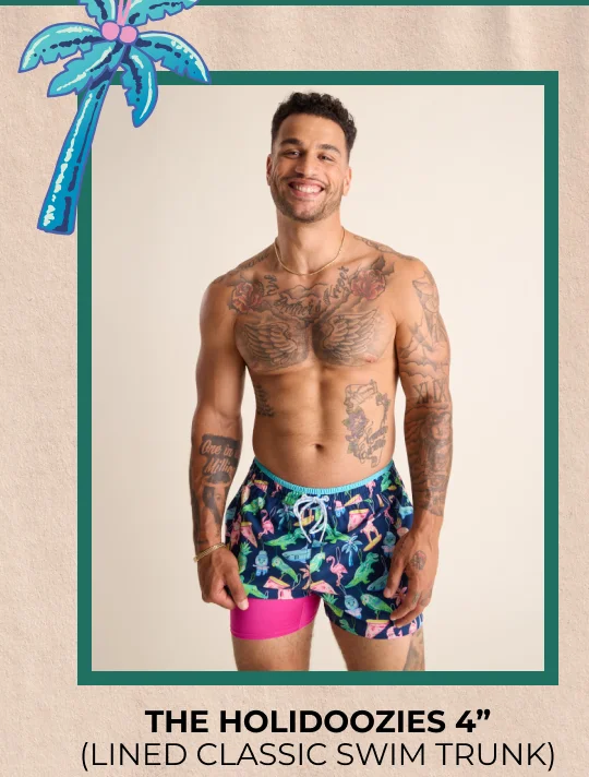Lined Classic Swim Trunk; The Holidoozies 4"