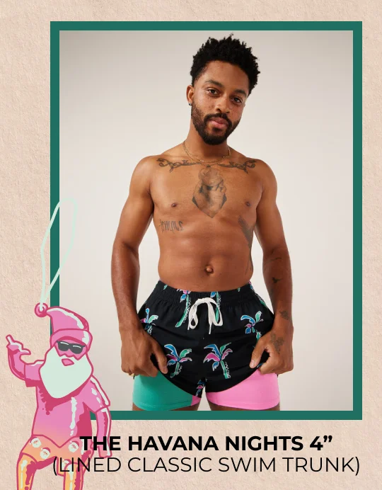 Lined Classic Swim Trunk: The Havana Nights 4"
