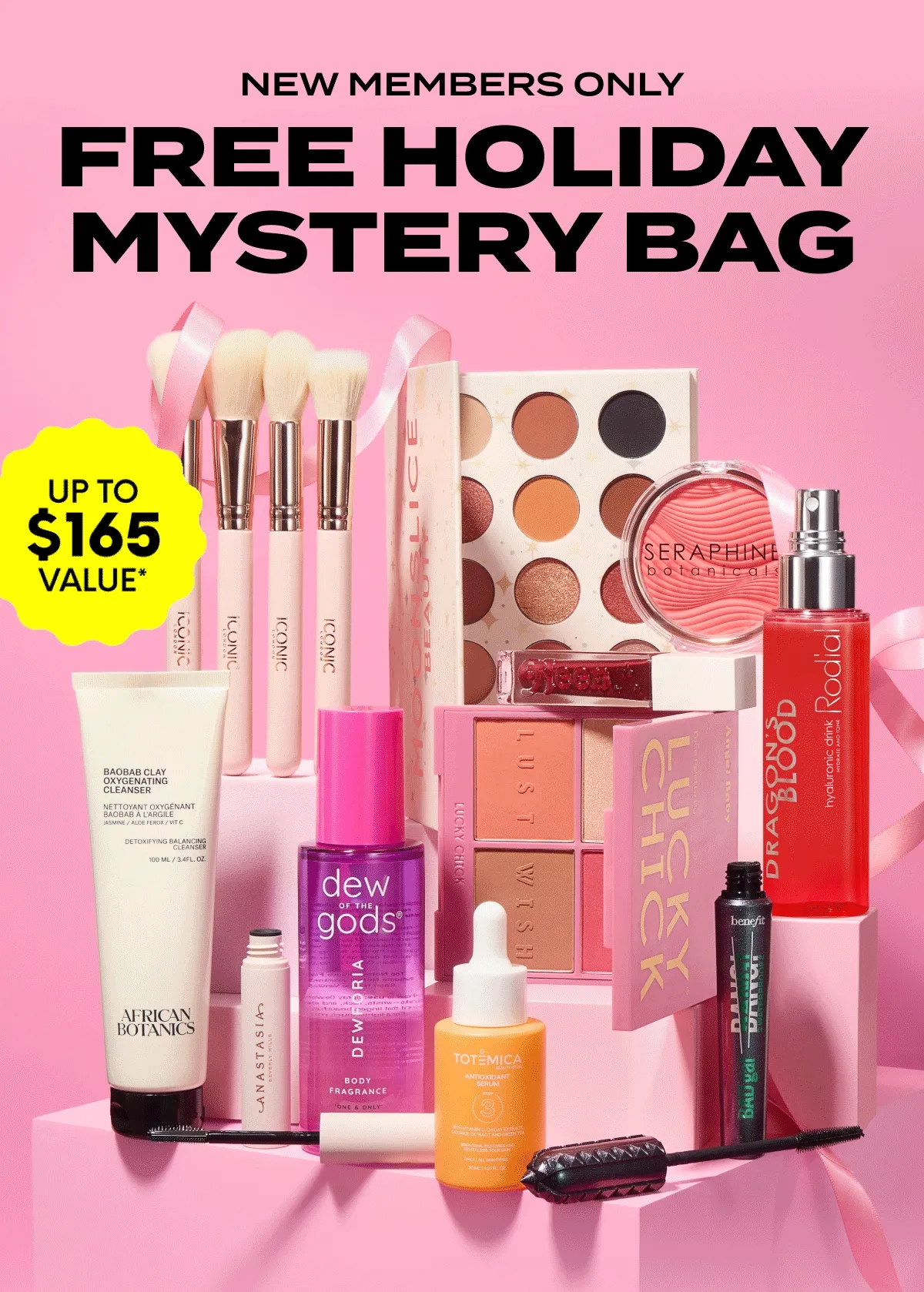 NEW members only - Free Holiday Mystery Bag - 10 PRODUCTS UP TO $165 VALUE*