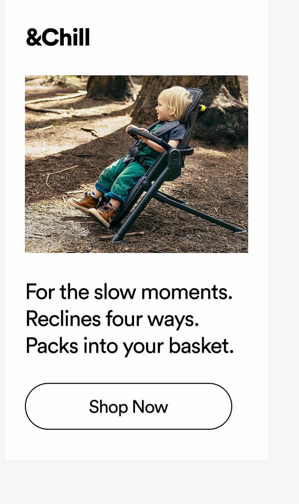 For the slow moments. Reclines four ways. Packs into your basket.