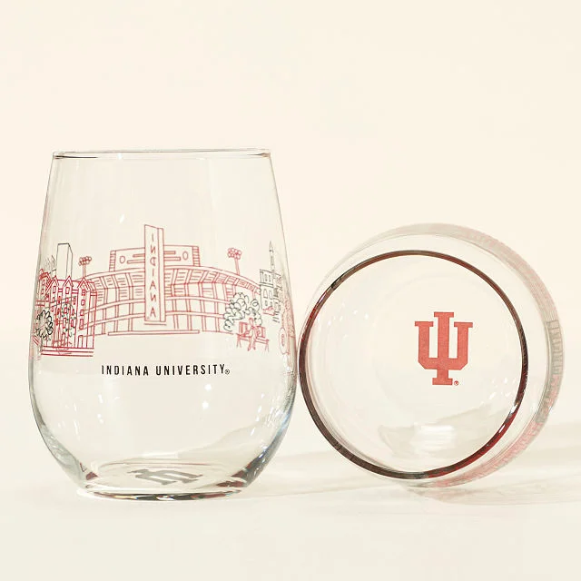 College Cityscape Wine Glasses - Set of 2