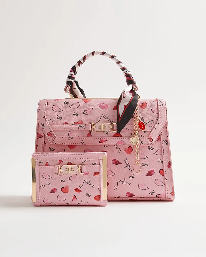 Womens Pink J'Adore Charm Tote Bundle Bag