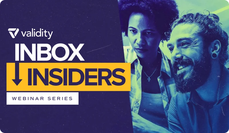 Image and logo for the Validity webinar series called Inbox Insiders.
