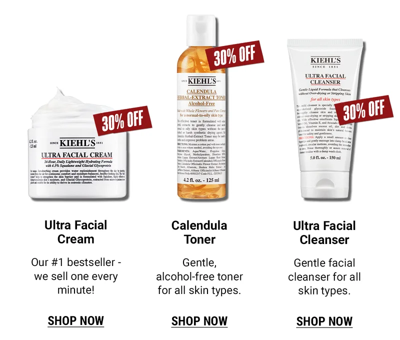 Ultra Facial Cream, Calendula Toner, Ultra Facial Cleanser