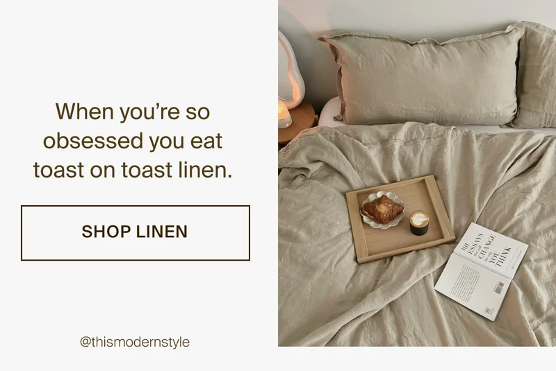 When you're so obsessed you eat toast on toast linen. Shop linen.