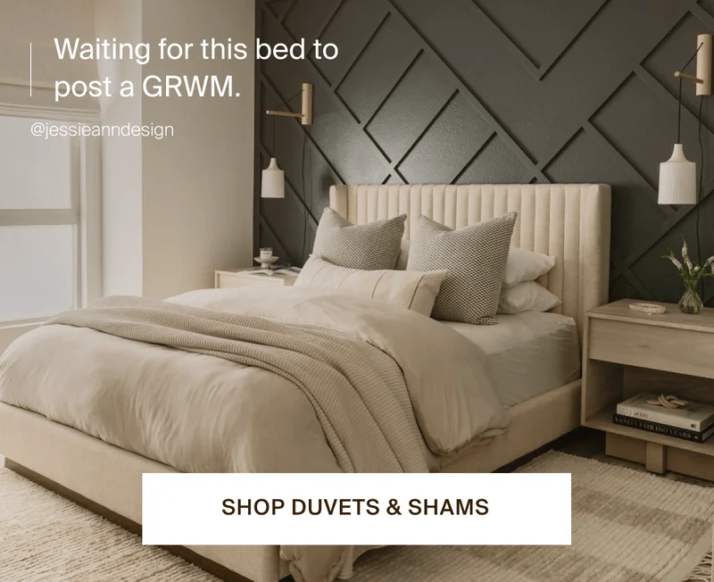 Waiting for this bed to post a GRWM. Shop duvets & shams.