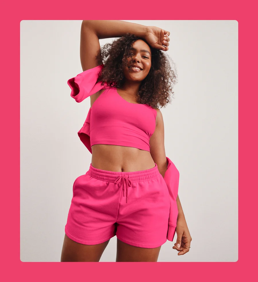 LuxeFleece Sweat Short in Vivid Pink