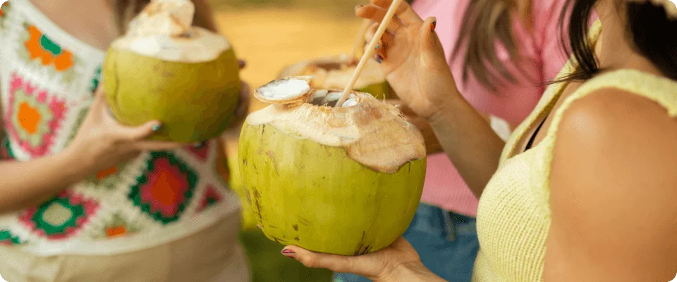 Coconuts with straws