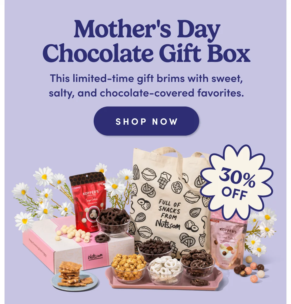 Mother's Day chocolate gift box. Limited-time gift brims with sweet, salty, and chocolate-covered favorites; Shop now. 30% off