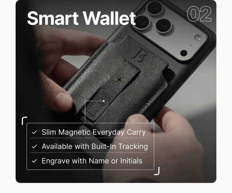 Smart Wallet 02 ✓  Slim Magnetic Everyday Carry ✓  Available with Built-In Tracking ✓  Engrave with Name or Initials