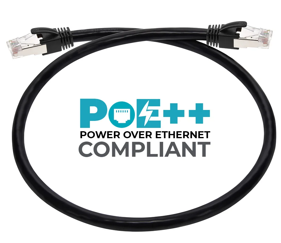 Cat6A 1ft Black PoE Patch Cable