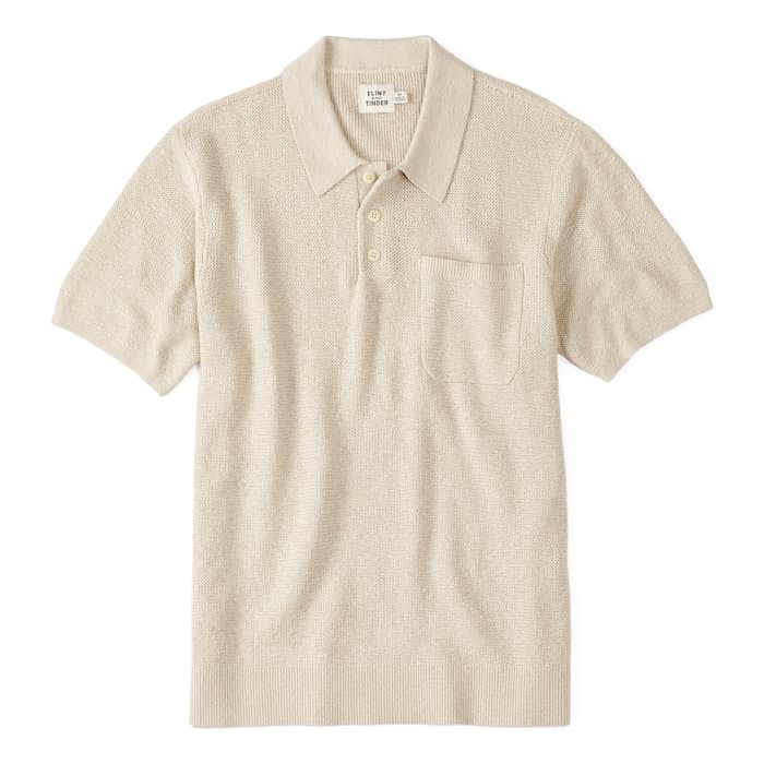 Image of Cotton Linen Sweater Polo Shirt