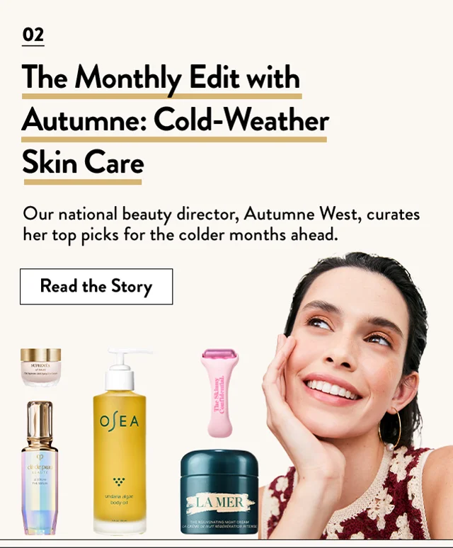Model and some of Autumne West's top beauty picks.