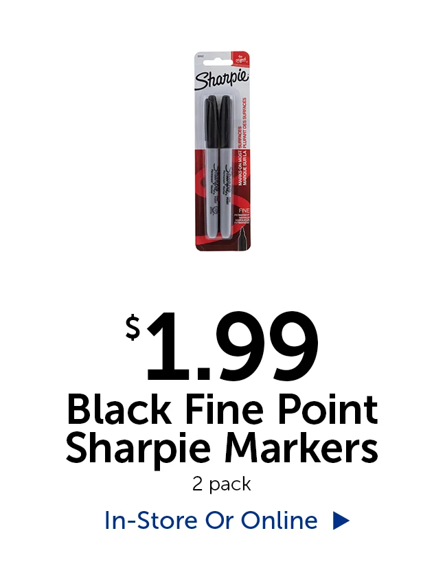 $1.99 Black Fine Point Sharpie Markers - 2 pack