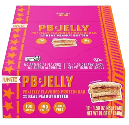 Image of LOW INVENTORY<br>Unite Foods Peanut Butter Strawberry Protein Bar (12 Pack)
