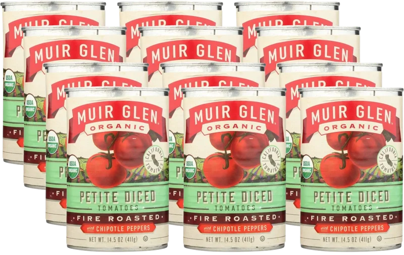 Image of <br><br><br><br>Muir Glen Organic Petite Diced Fire Roasted Tomatoes with Chipotle Peppers (12 Pack)