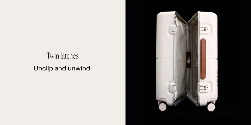 Twin latches. Unclip and unwind.