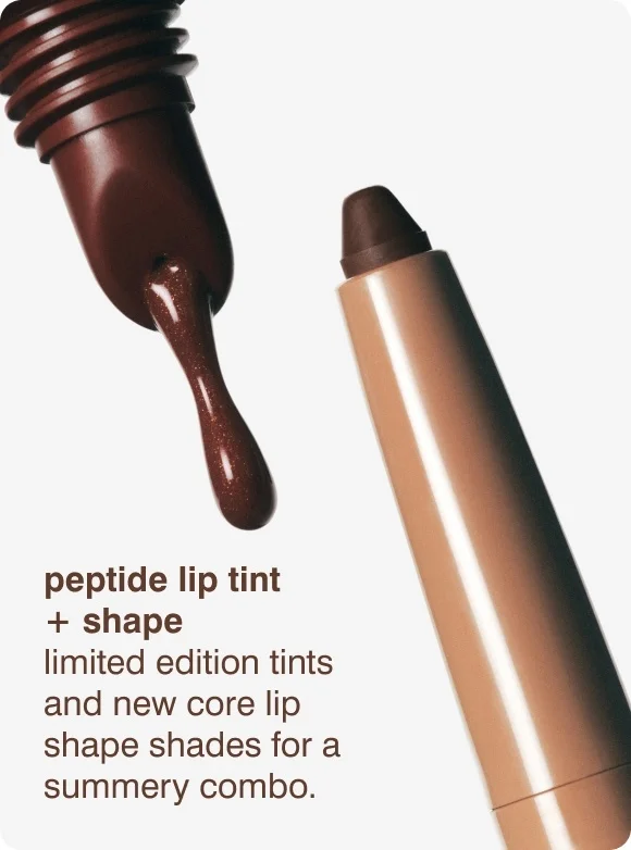 peptide lip tint + shape​ - limited edition tints + new core lip shape shades for a summery combo.