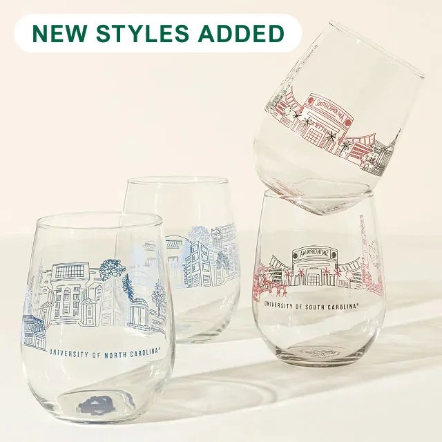 College Cityscape Wine Glasses - Set of 2
