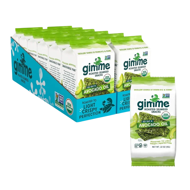 Image of Gimmie Sea Salt & Avocado Oil Roasted Seaweed Snack (12 Pack)
