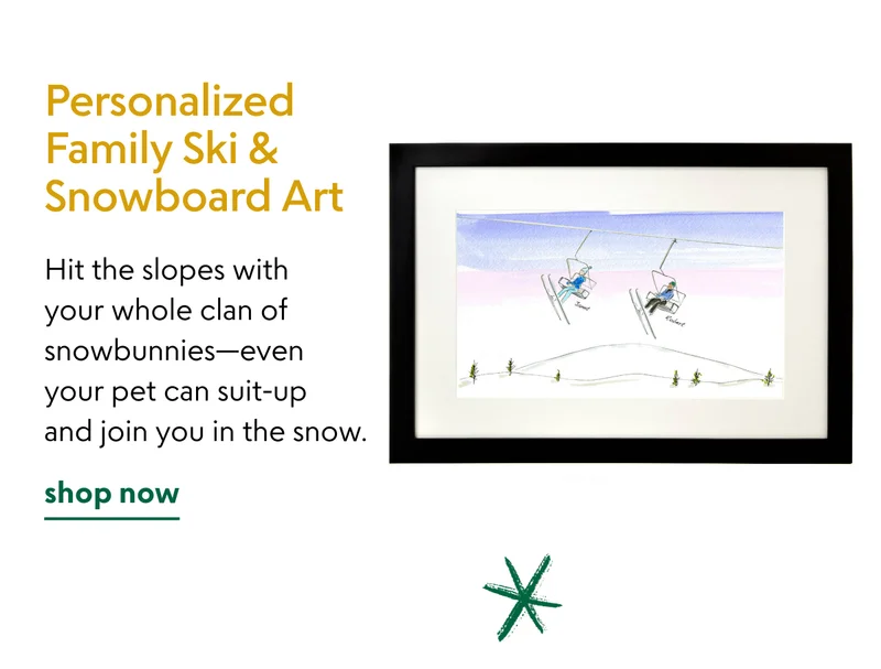 Personalized Family Ski & Snowboard Art