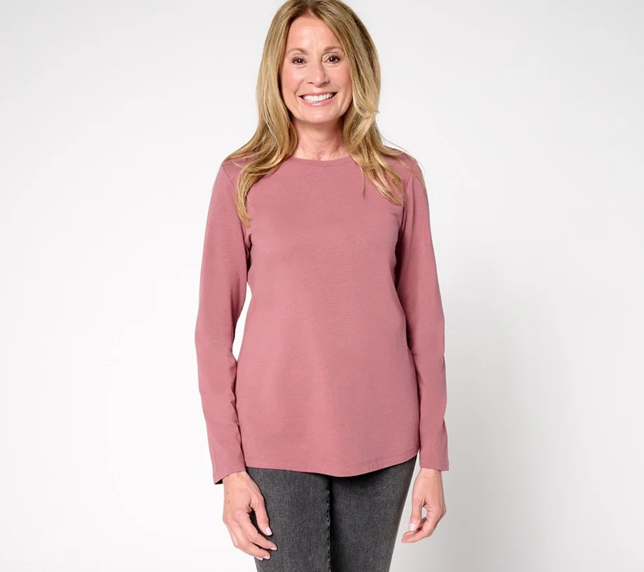 Denim & Co. Essentials Cool to the Touch Cotton Modal Long Sleeve Top