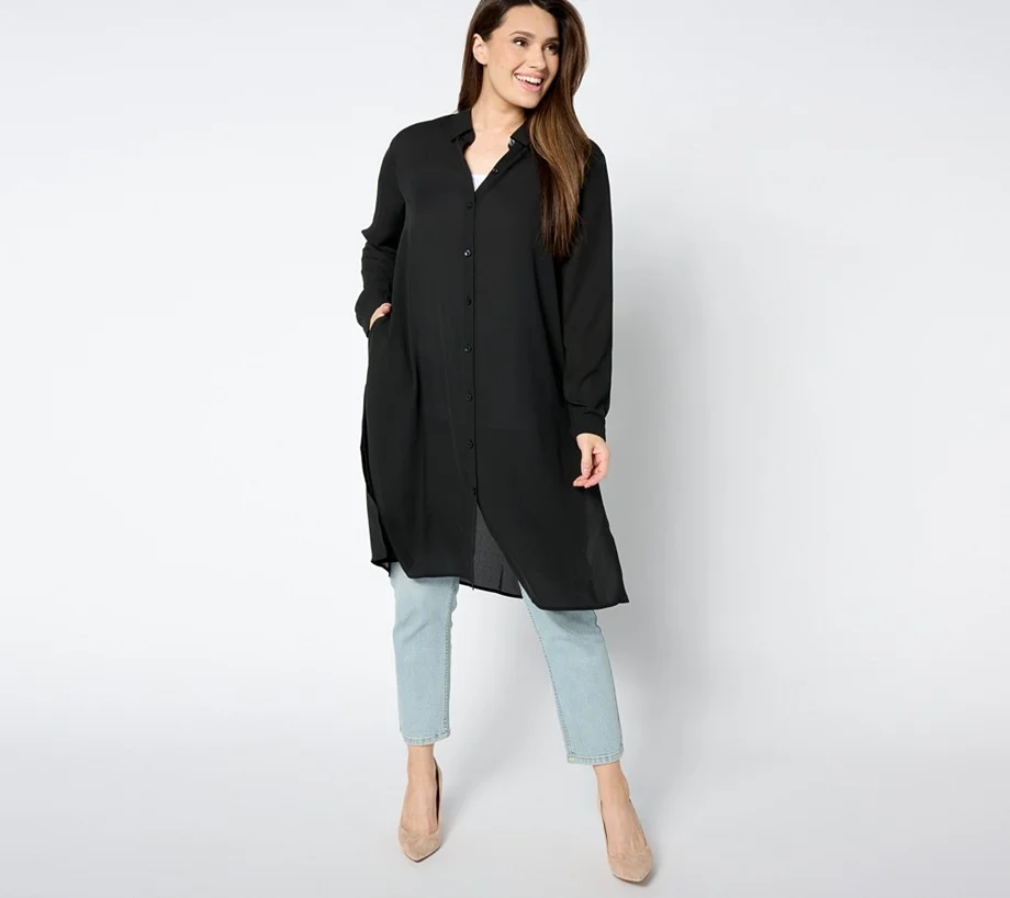 Susan Graver Every Day Regular Woven Georgette A-line Duster