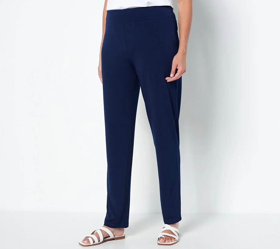 Susan Graver Modern Essentials Reg Liquid Knit Slim Leg Pants