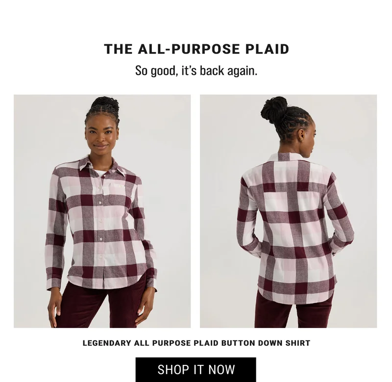 The all-purpose plaid So good, it’s back again. Legendary All Purpose Plaid Button Down Shirt. Shop it Now