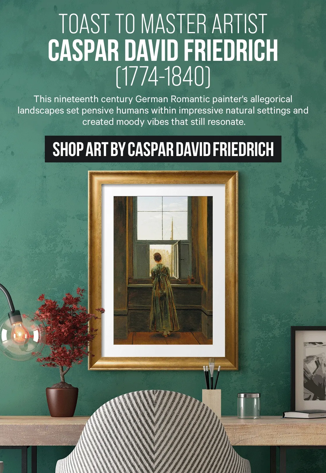 Toast to master artist Caspar David Friedrich - shop fine art with natural settings and moody vibes.