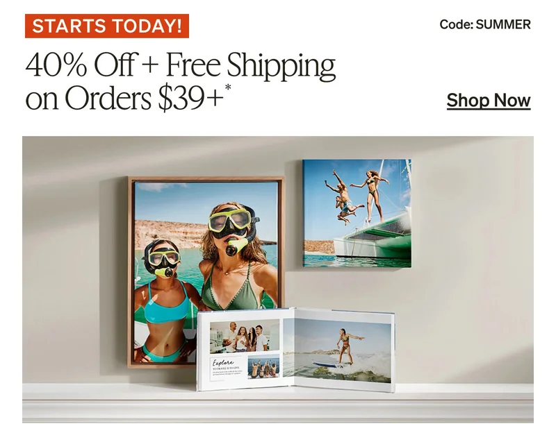 40% Off + Free Shipping on orders $39+