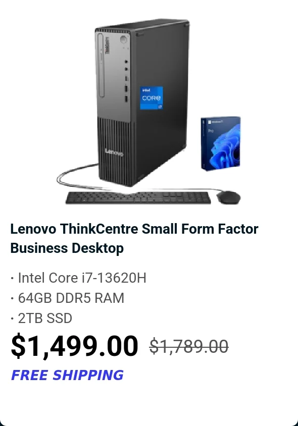 Lenovo ThinkCentre Small Form Factor Business Desktop