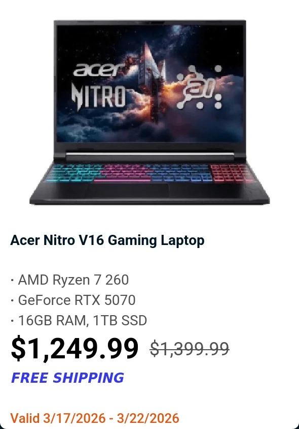 Acer Nitro V16 Gaming Laptop