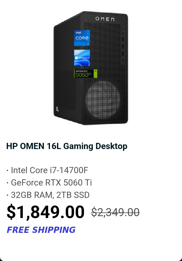 HP OMEN 16L Gaming Desktop