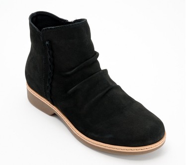 Earth Water-Repellent Suede Rouched Ankle Boots - Hilaree
