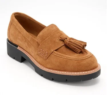 Earth Leather Slip-On Loafers with Tassel - Zimm