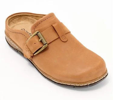 Earth Suede Slip-On Clogs with Buckle - Eras