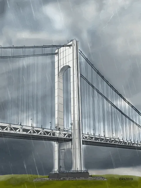 “Verrazano Bridge on a Stormy Day” by Kathleen Dobrowsky