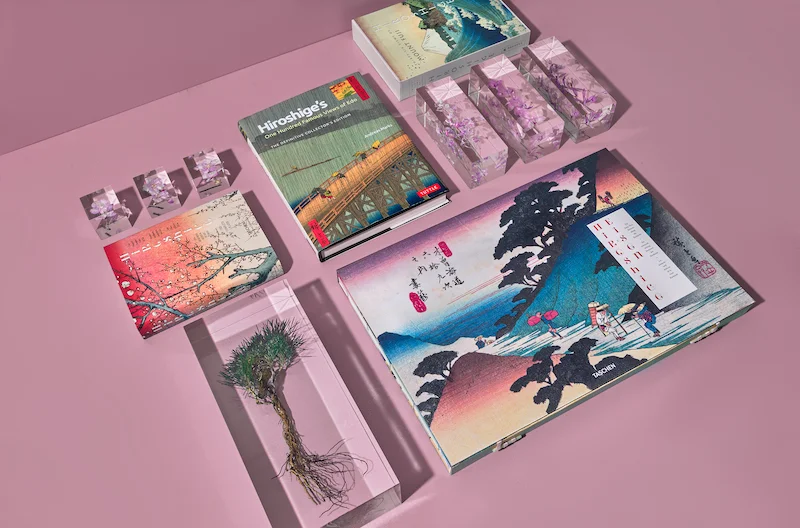 A photograph of books and paperweights