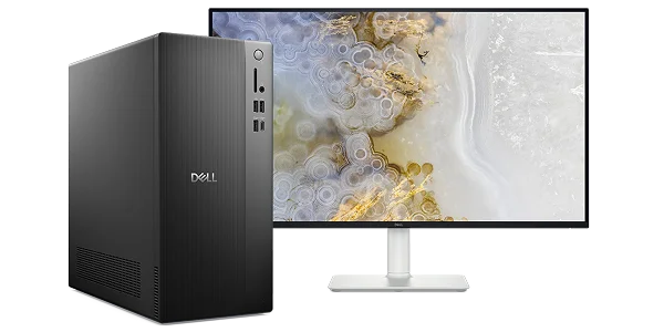 A Dell Tower Desktop computer and a Dell 32 Plus 4K Monitor.
