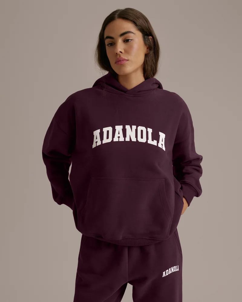 Varsity Oversized Hoodie - Dark Cherry/Marshmallow White