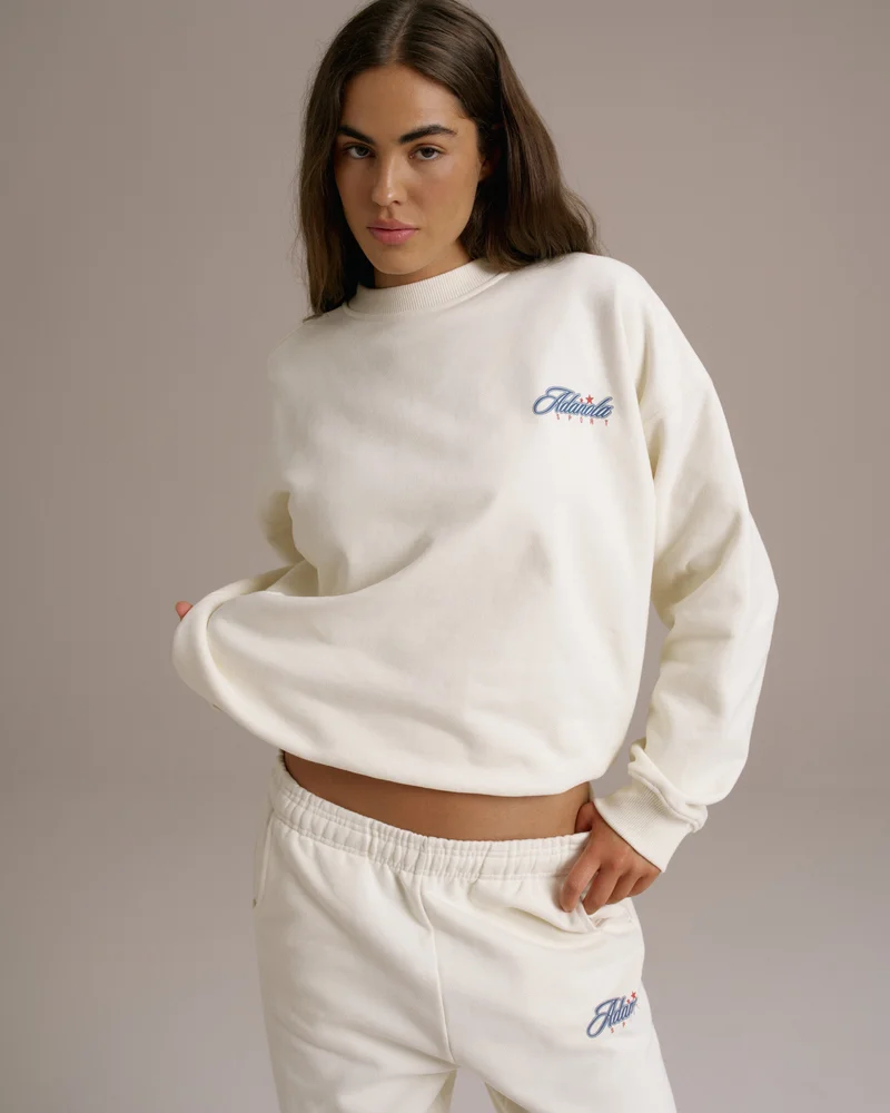 Image of Varsity Collegiate Oversized Sweatshirt - Marshmallow White