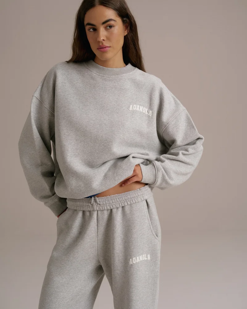Image of Varsity Oversized Sweatshirt - Grey Melange/Marshmallow White