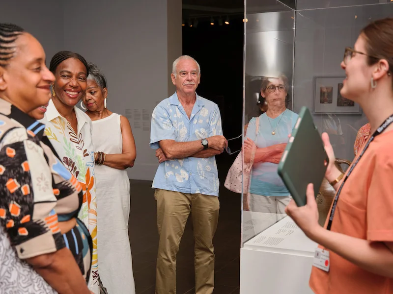 A group of people in the galleries
