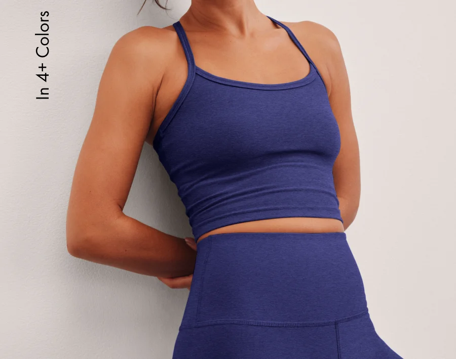 Spacedye Slim Racerback Cropped Tank in Eternal Blue Heather