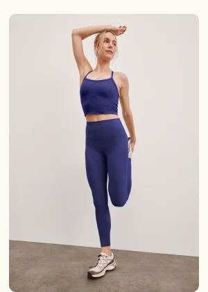 Spacedye Slim Racerback Cropped Tank in Eternal Blue Heather