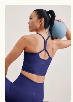 Spacedye Slim Racerback Cropped Tank in Eternal Blue Heather