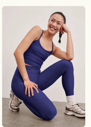 Spacedye Slim Racerback Cropped Tank in Eternal Blue Heather